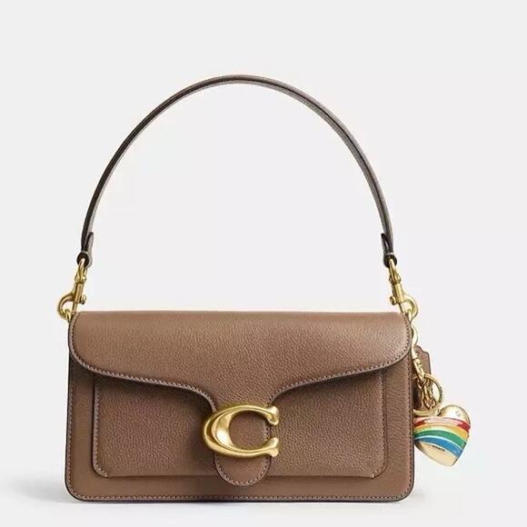 NWT Coach Rainbow Heart Brass Enamel Bag Charm Keychain Fob with Pouch CAX71 - Picture 6 of 6